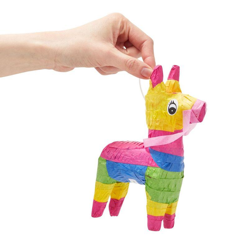 Juvale Mini Donkey Pinata - 3 Pack Small Mexican Pinatas for Mexican Fiestas, Birthday Parties (4 x 7.5 x 2 In)