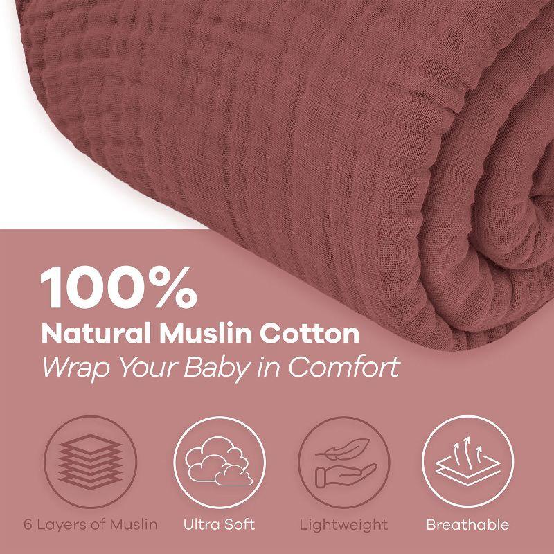 Muslin Blanket for Adults, Extra Large Twin 90” x 66” By Comfy Cubs - Wine