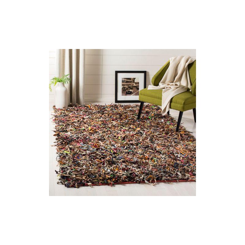 Leather Shag LSG511 Handwoven Accent Rug - Multi - 3'x5' - Safavieh