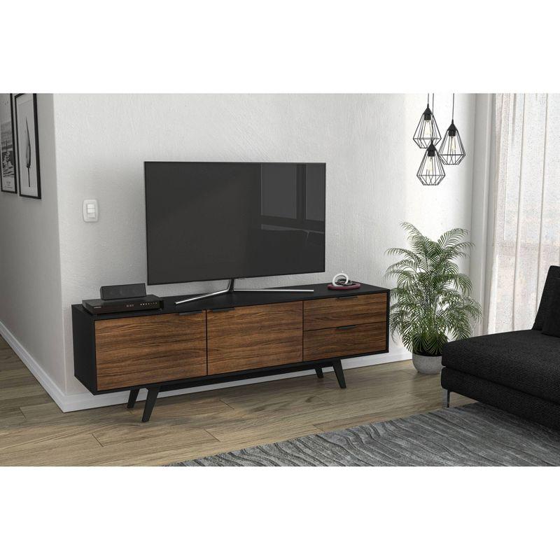 Laos Black and Walnut TV Stand for TVs up to 79 inches