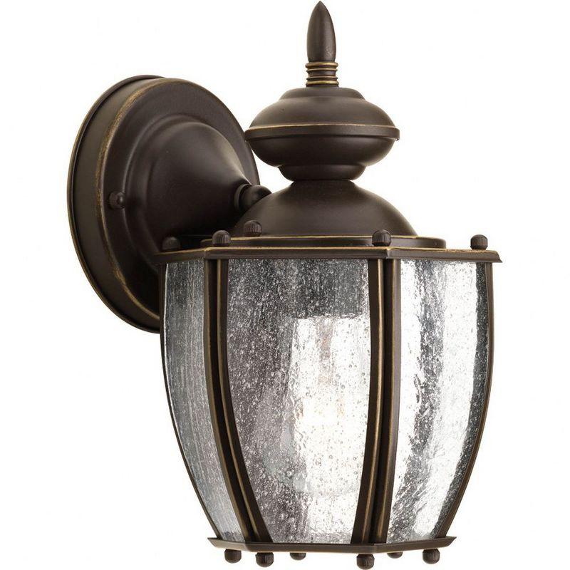 Antique Bronze 10" Outdoor Wall Lantern with Seeded Glass