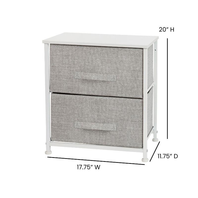 Flash Furniture Malone 2 Drawer Storage Stand with Wood Top & Fabric Pull Drawers