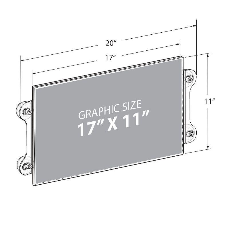 Clear Acrylic Wall-Mounted Sign Holder Frame with Suction Cups, 17'' x 11'', 2-Pack