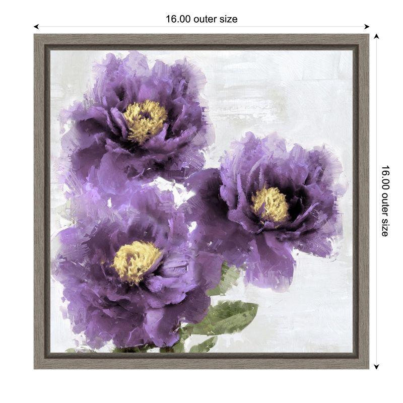 Purple Bloom Botanical Canvas Print with Gray Frame, 16 x 16 inches