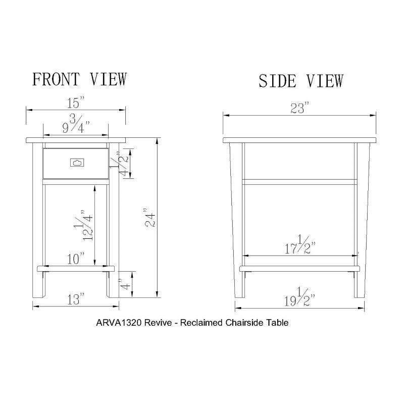 Revive Reclaimed Chairside Table Natural - Alaterre Furniture: Hardwood Frame, Storage Drawer & Shelf