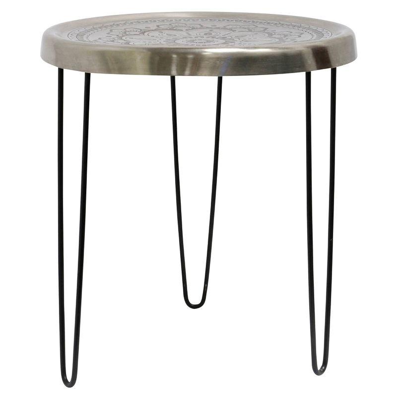 Metal with Paper Clip Legs Round Side Accent Table Silver/Black - StyleCraft