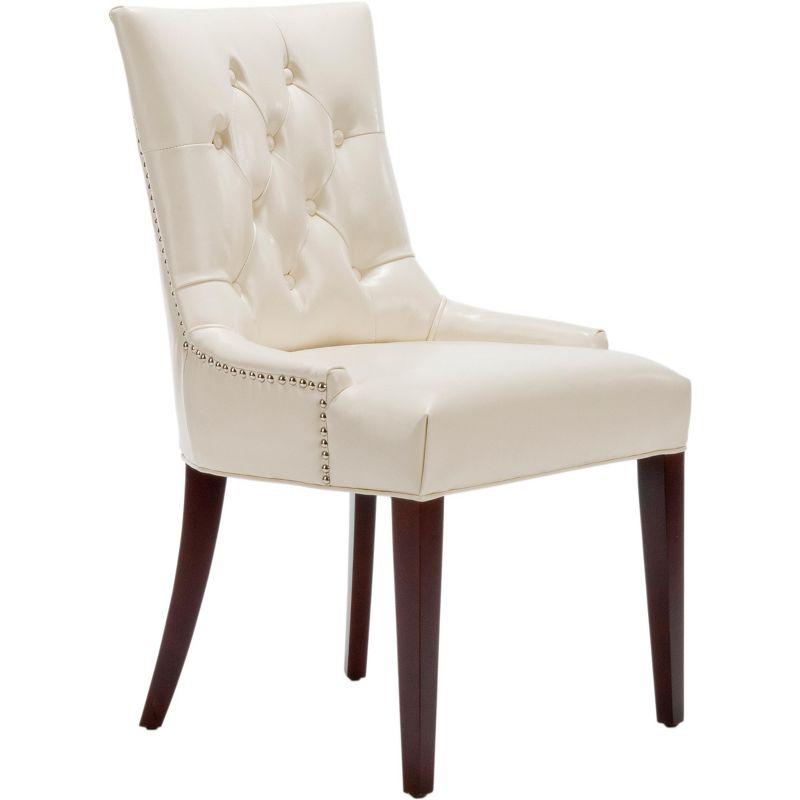 Amanda 19"H Tufted Chair with Nickel Nail Heads - Flat Cream - Safavieh