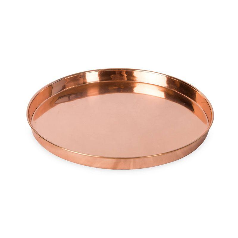 12.5" Decorative Round Stainless Steel Tray Copper Plated Finish - ACHLA Designs: Versatile Indoor/Outdoor Use, Elegant Centerpiece