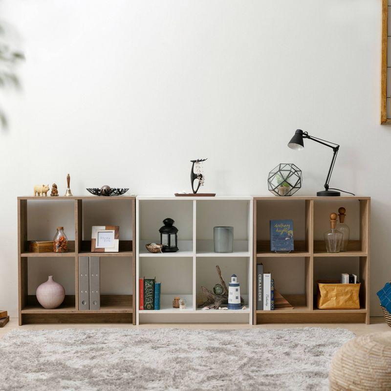 Adjustable 4-Cube Light Brown Organizer Shelf for Versatile Storage