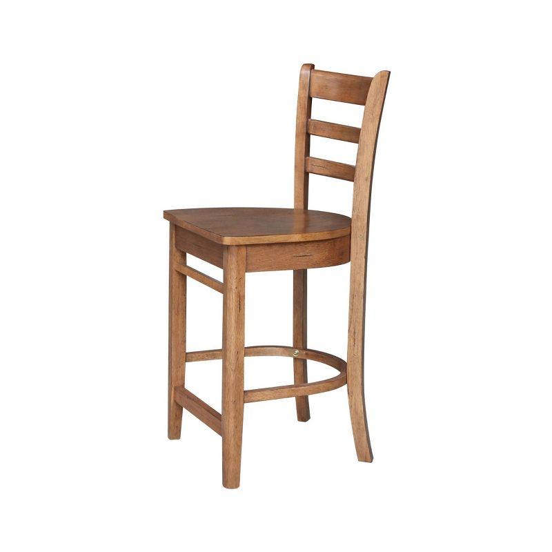 International Concepts 24" Emily Counter Height Barstool Distressed Oak: Hardwood Frame, Ladder-Back Design