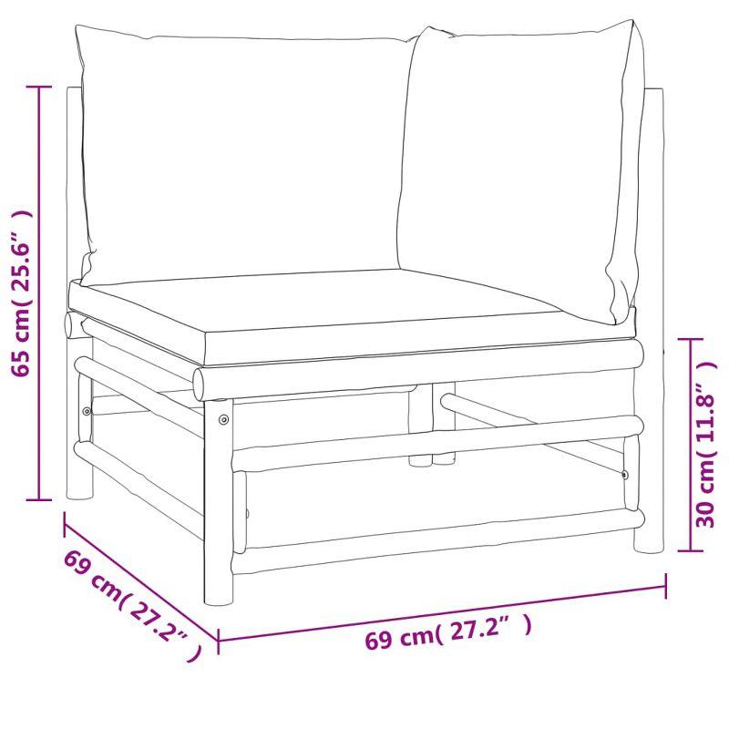 vidaXL 4 Piece Patio Lounge Set with Light Gray Cushions Bamboo