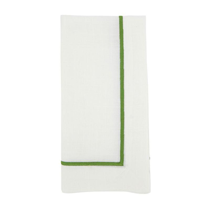 Kiwi Green Embroidered Cotton Dinner Napkins, Set of 4