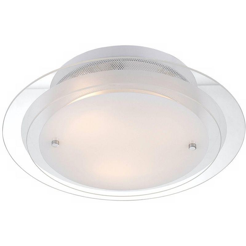 Modern Gleaming White Glass 19" Flush Mount Ceiling Light