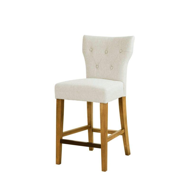 Saffron Tufted Back Counter Height Barstool Cream - Madison Park: Upholstered, Padded, Wood Legs