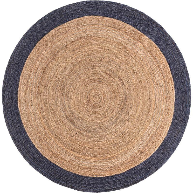 Handmade Round Natural Jute and Cotton Area Rug