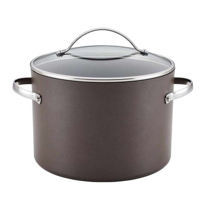 Ayesha Curry Professional 10qt Covered Stockpot Charcoal: Nonstick Hard Anodized Aluminum, Hand Wash, Gas & Electric Compatible