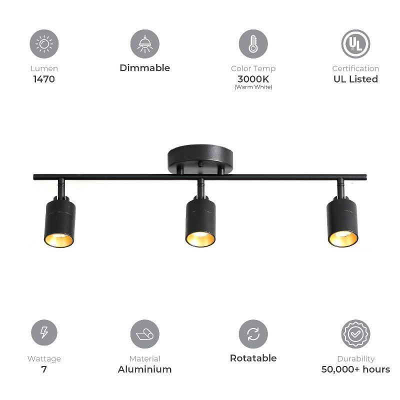 Vidalite Shura 3-Light Integrated LED Track Light with Rotatable Heads, 2 ft. Fixed Track Lighting Kit, 3000k, 1470 Lumens