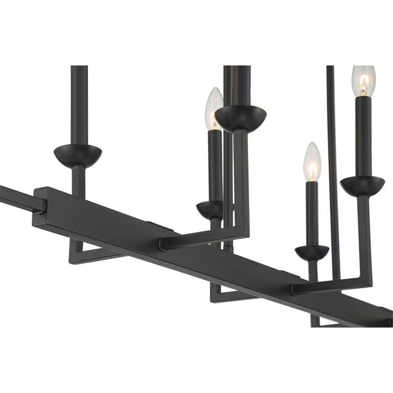 Possini Euro Design Black Linear Pendant Chandelier 50" Wide Industrial 8-Light Fixture for Kitchen Island Dining Room House Foyer