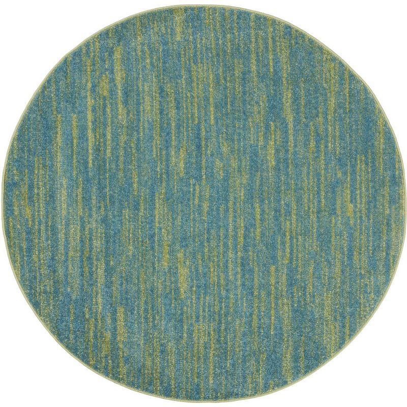 Nourison Nourison Essentials NRE01 Indoor/outdoor Area Rug - Blue Green 4' x round