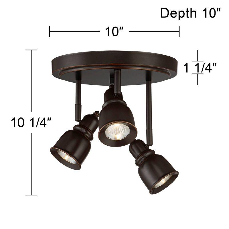 Pro Track Denise 3-Head LED Ceiling Track Light Fixture Kit GU10 Spot Light Dimmable Low Profile Brown Bronze Finish Rustic Kitchen Bathroom 10" Wide