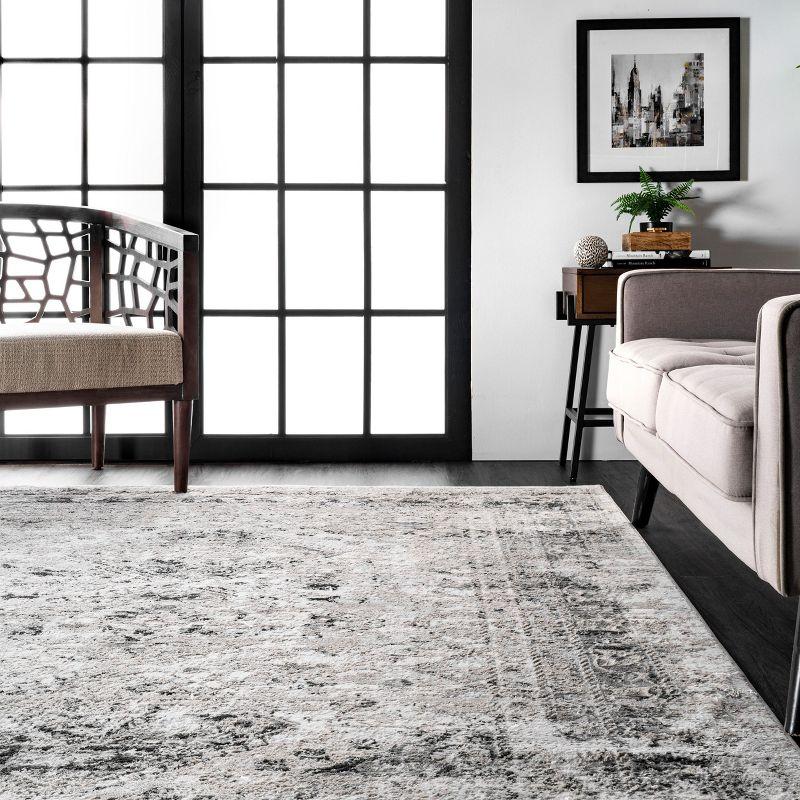 Nuloom Madisson Medallion 2x8 Runner Indoor Area Rug for Living Room Bedroom Dining Room Entryway Hallway Kitchen, Grey/Ivory