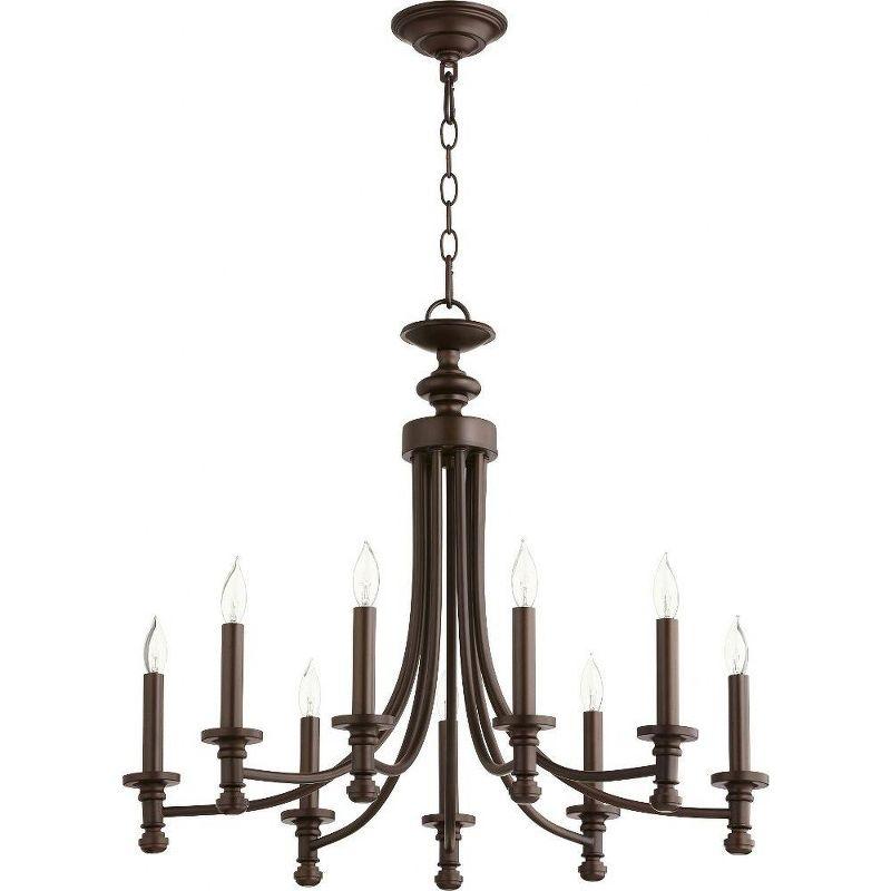 Elegant Oiled Bronze 9-Light Crystal Candelabra Chandelier