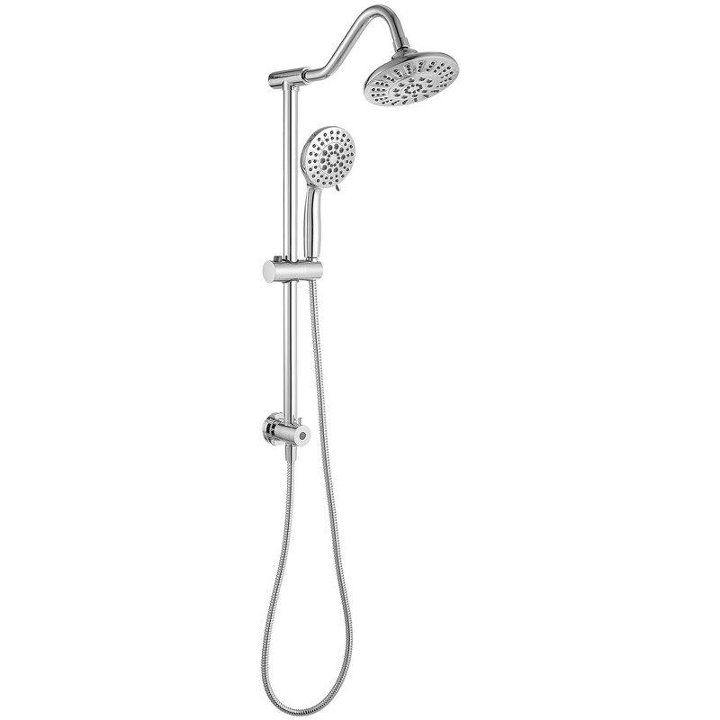 Chrome 5-Spray Wall Mount Shower Head with Handheld