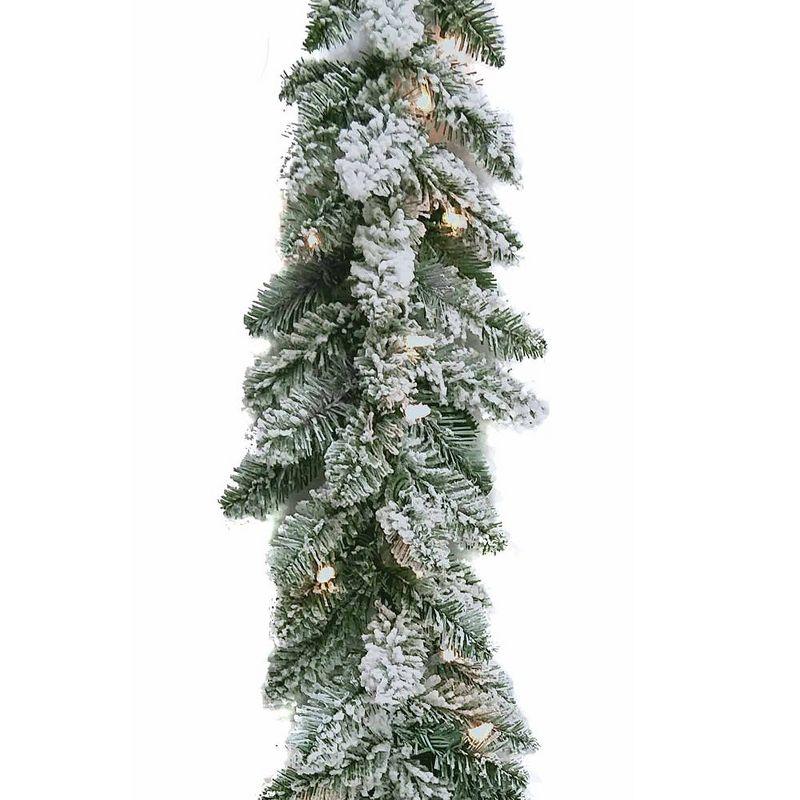 23.5" Outdoor Artificial Snow Pine Garland with LED Lights