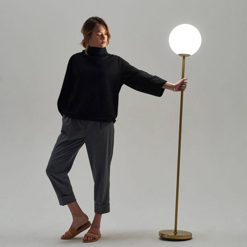 Brightech Luna Industrial Modern LED Floor Lamp with Glass Round Globe Shade