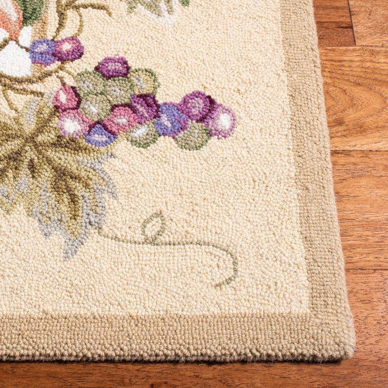 Beige Floral Handmade Wool Rectangular Area Rug