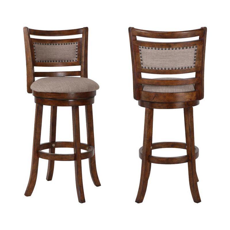 New Classic Furniture, Aberdeen Brown Solid Wood Swivel Bar Stool (Set of 2), Brown