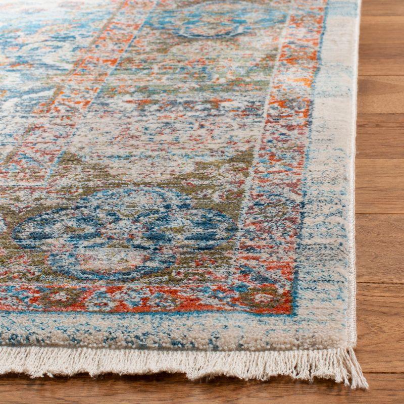 Vintage Persian Blue and Beige Rectangular Area Rug