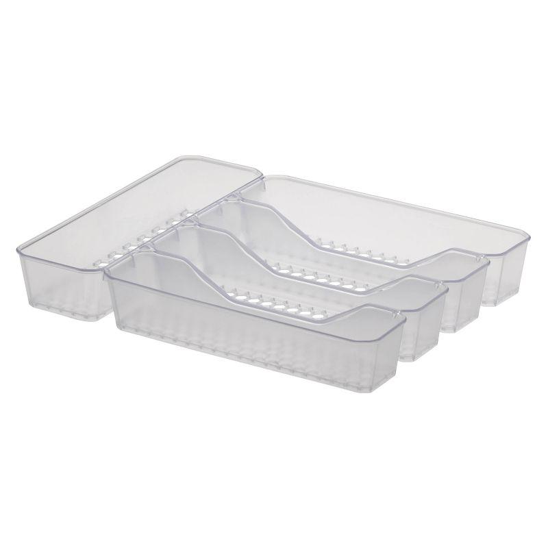 10"x13" Hexa 5-Divider Silverware Tray Clear - Spectrum Diversified: In-Drawer Utensil Organizer, Plastic Flatware Storage