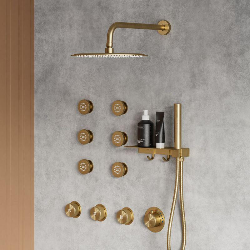 Thermostatic Shower System 12" Rain Shower Head withHandheld Spray,Shower Faucet Set with Valve Trim Kit
