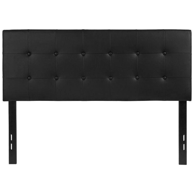 Black Vinyl Button Tufted Full Size Upholstered Headboard