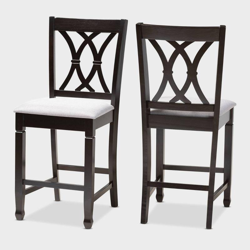 Gray and Espresso Wood Counter Height Pub Chairs, Set of 2