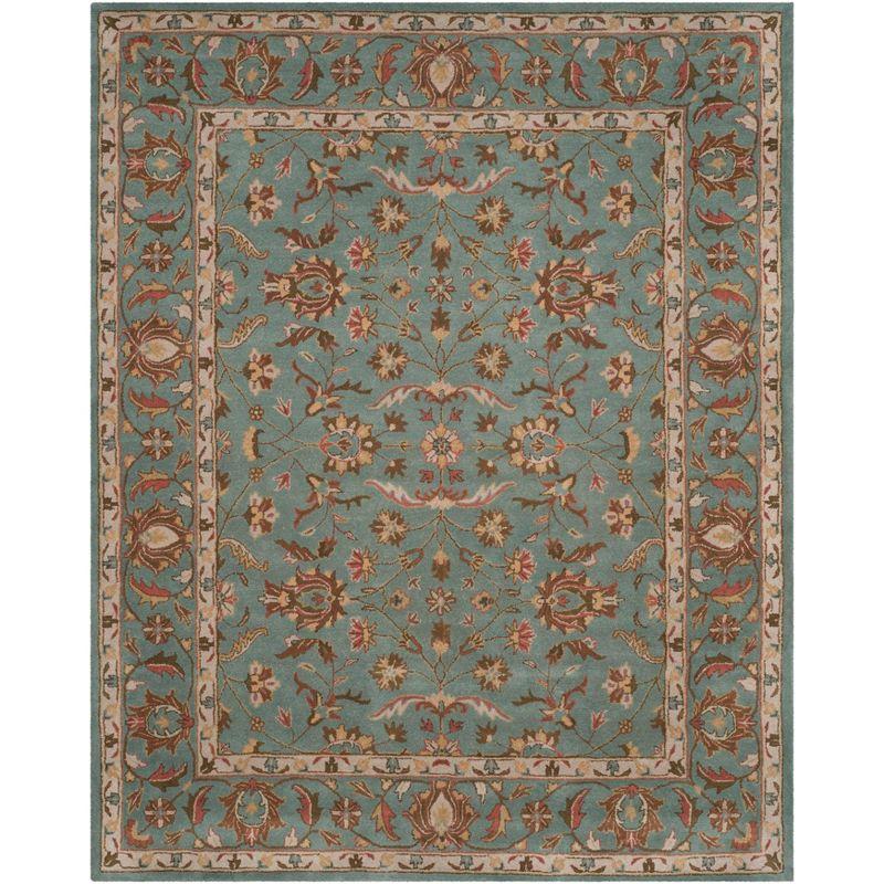 Handmade Blue Wool Rectangular Tufted Area Rug