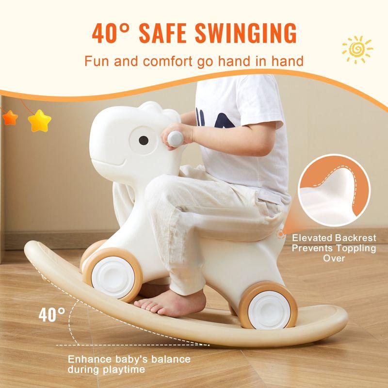 VEVOR 3 in 1 Rocking Horse for Toddlers 1-3 Years, Baby Rocking Horse with Detachable Balance Board and 4 Smooth Wheels