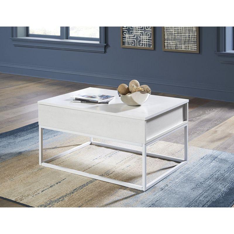 White Rectangular Wood and Metal Lift-Top Coffee Table