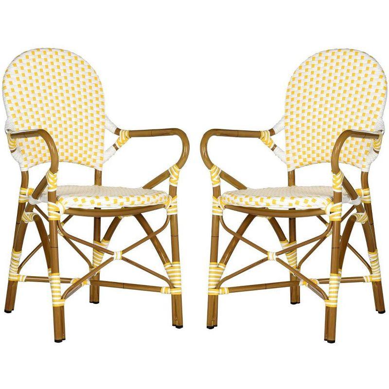 Coastal Cottage Yellow & White PE Wicker Armchair Set