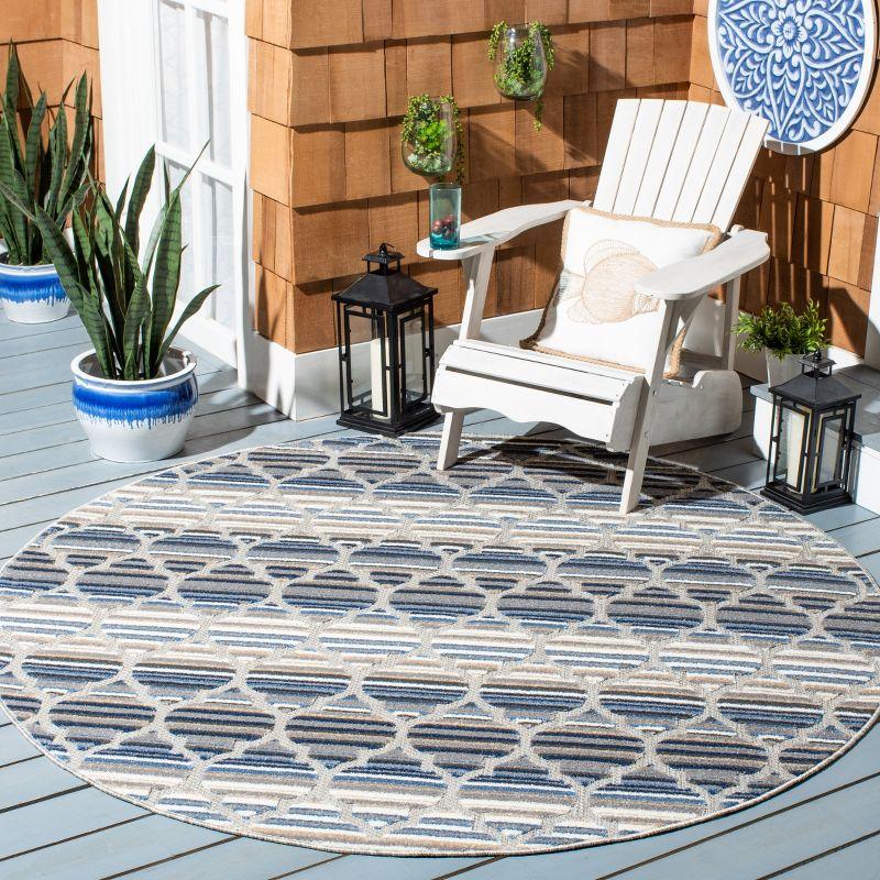 Cabana CBN333 Loomed Indoor Area Rug - Blue/Grey - 6'7"x6'7" Round - Safavieh