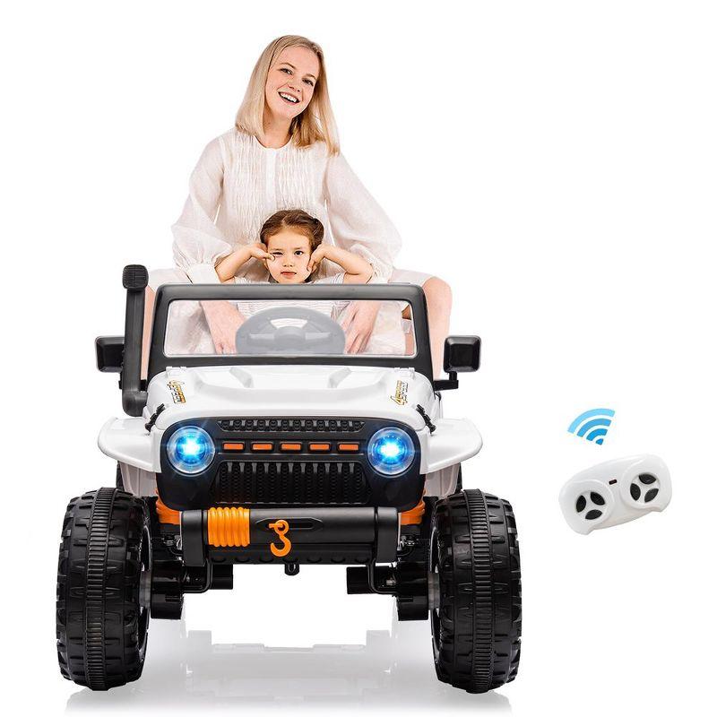 24V White 2-Seater Kids Ride-On Truck with Remote Control