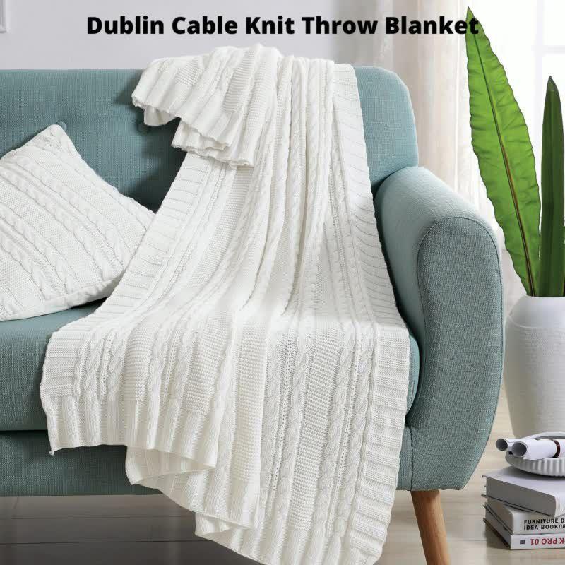 50"x70" Home Dublin Cable Knit Throw Blanket Blue - VCNY: Contemporary Cotton, Machine Washable, Cozy All Ages