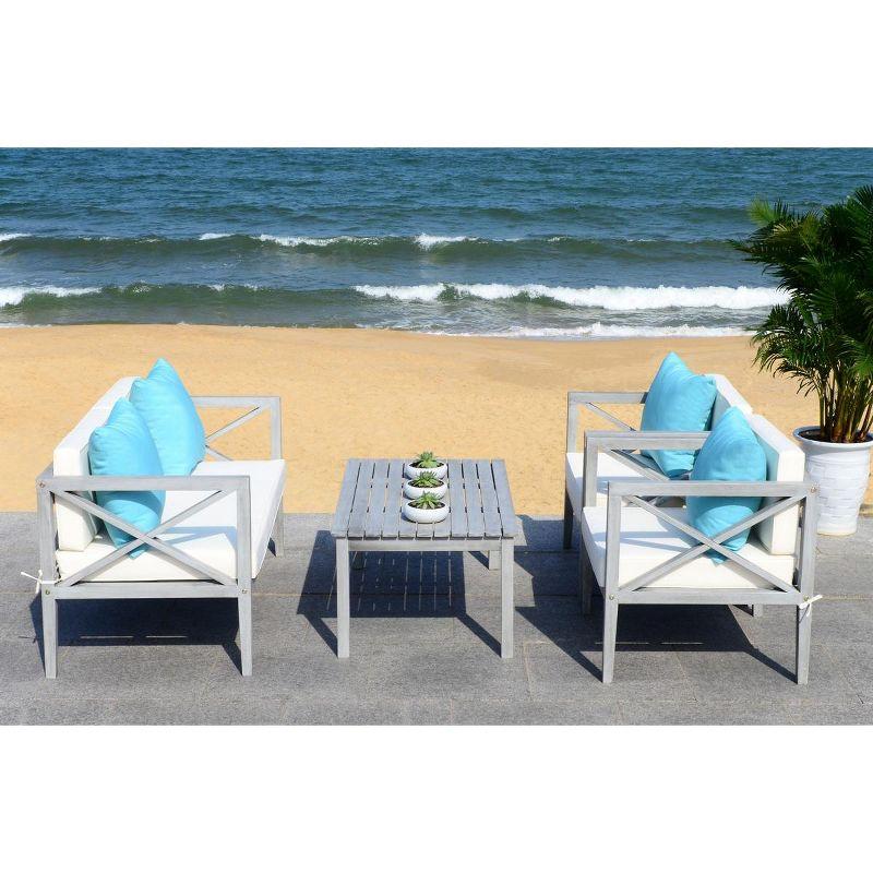 Nunzio 4 Piece Patio Outdoor Conversation Set With Accent Pillows  - Safavieh