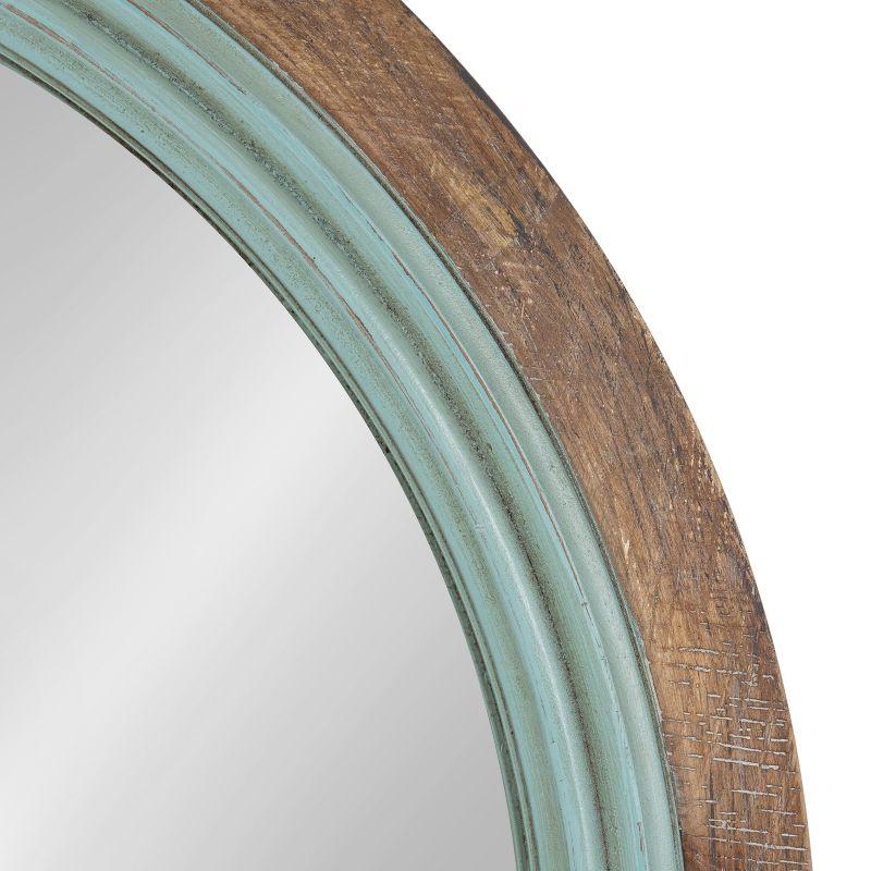 Kate and Laurel Palmer Wood Round Wall Mirror, 26" Diameter, Blue