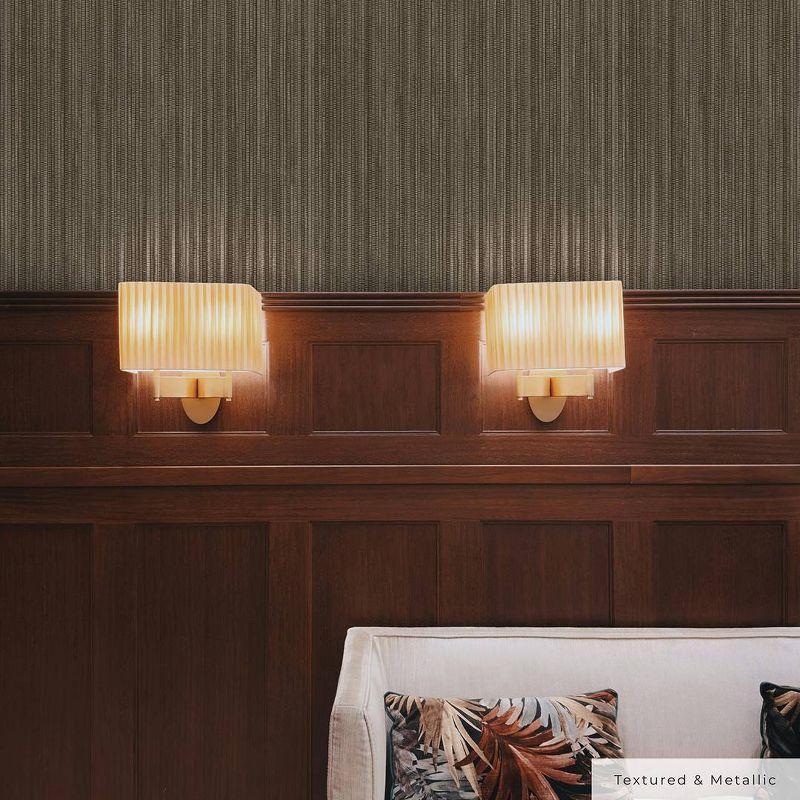 Tempaper & Co. 28 sq ft Faux Grasscloth Removable Peel and Stick Wallpaper Textured Bronze : Vinyl, Self-Adhesive, Thin Stripe Pattern