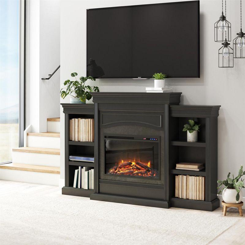 Ameriwood Home Lamont Mantel Electric Fireplace Space Heater, Black