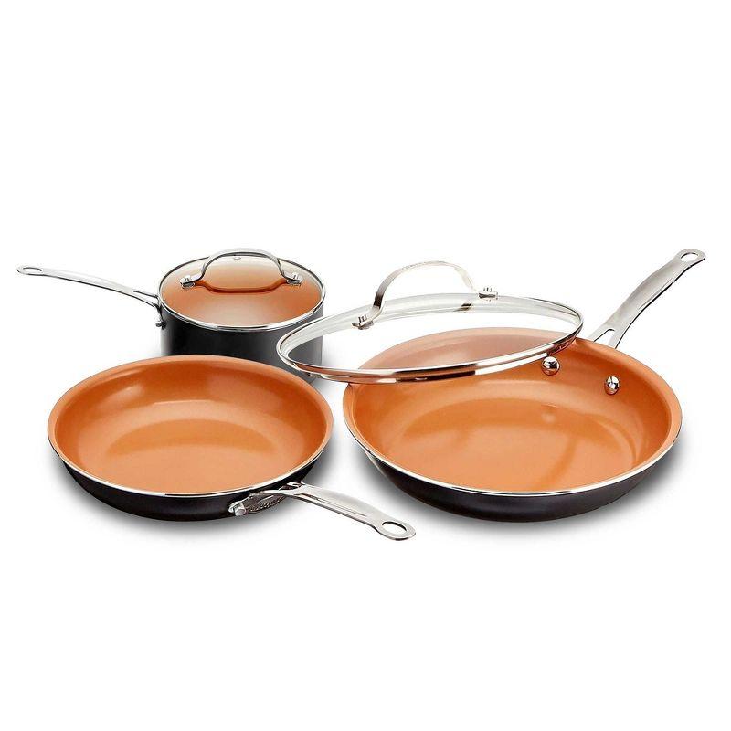 5-Piece Nonstick Aluminum Cookware Set with Copper Finish