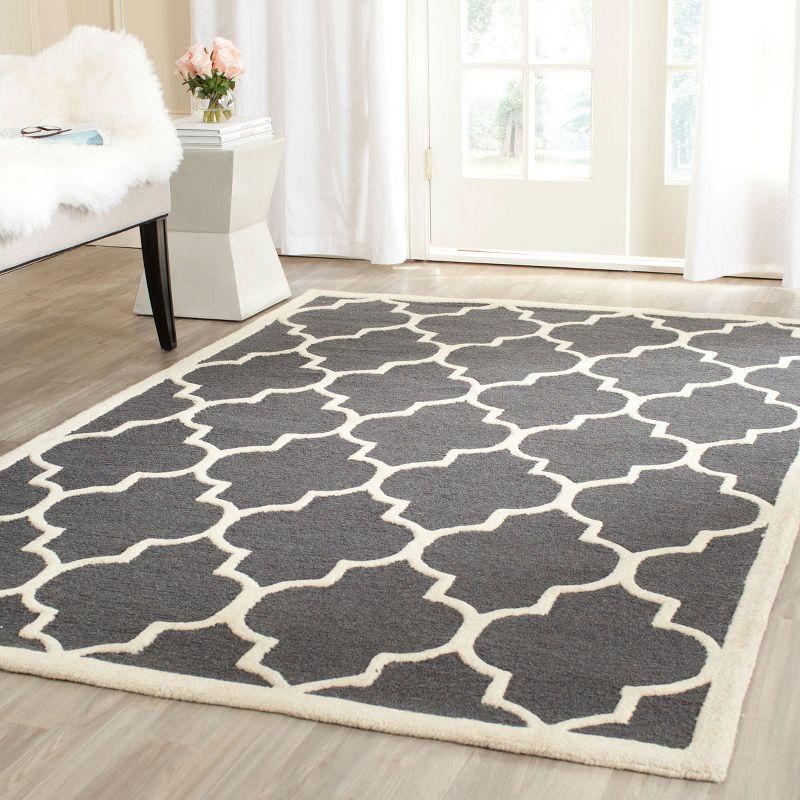 Dark Grey and Ivory Hand-Tufted Wool Area Rug, 3' x 5'