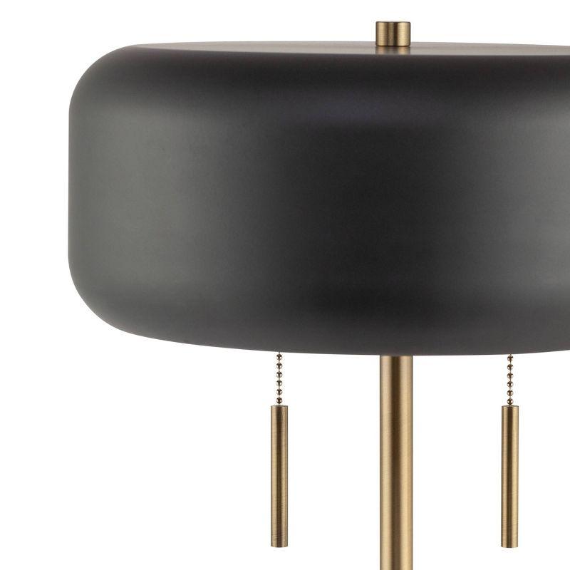 Metallic Dark Gray Dual Pull Chain Table Lamp